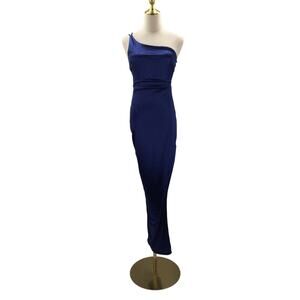 LULU'S XS blue one shoulder embellished bodycon backless midi dress NEW B91